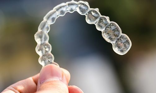 Close up of a set of ClearCorrect aligners