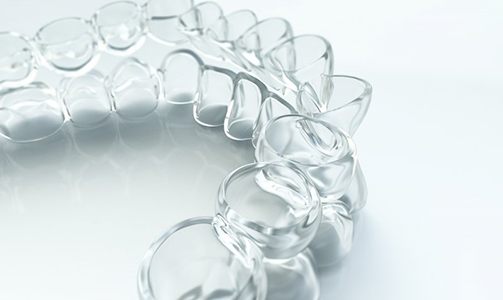 Close up of new clean ClearCorrect aligners